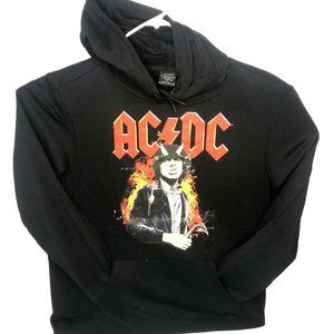 AC/DC Black Hooded Sweatshirt with Lead Guitarist Angus Young New Hoodie X-Large